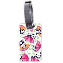 Panda Umbrella Pattern Luggage Tag (two Sides) by Cemarart