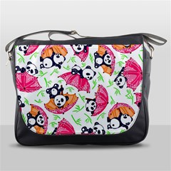 Panda Umbrella Pattern Messenger Bag by Cemarart