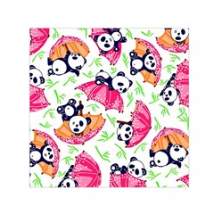 Panda Umbrella Pattern Square Satin Scarf (30  X 30 ) by Cemarart