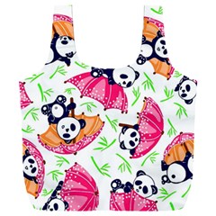 Panda Umbrella Pattern Full Print Recycle Bag (xxl) by Cemarart