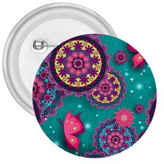 Floral Pattern Abstract Colorful Flow Oriental Spring Summer 3  Buttons by Cemarart