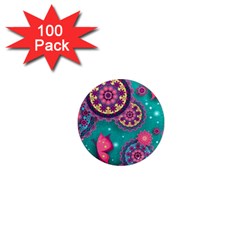 Floral Pattern Abstract Colorful Flow Oriental Spring Summer 1  Mini Magnets (100 Pack)  by Cemarart