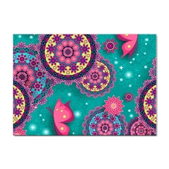 Floral Pattern Abstract Colorful Flow Oriental Spring Summer Sticker A4 (10 Pack) by Cemarart