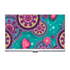 Floral Pattern Abstract Colorful Flow Oriental Spring Summer Business Card Holder by Cemarart