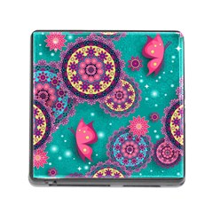 Floral Pattern Abstract Colorful Flow Oriental Spring Summer Memory Card Reader (square 5 Slot) by Cemarart