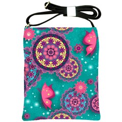 Floral Pattern Abstract Colorful Flow Oriental Spring Summer Shoulder Sling Bag by Cemarart