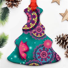 Floral Pattern Abstract Colorful Flow Oriental Spring Summer Christmas Tree Ornament (two Sides) by Cemarart