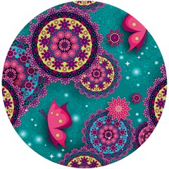 Floral Pattern Abstract Colorful Flow Oriental Spring Summer Uv Print Round Tile Coaster by Cemarart