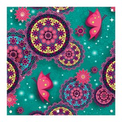 Floral Pattern Abstract Colorful Flow Oriental Spring Summer Banner And Sign 3  X 3  by Cemarart