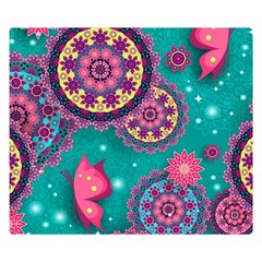 Floral Pattern Abstract Colorful Flow Oriental Spring Summer Premium Plush Fleece Blanket (small) by Cemarart