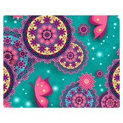 Floral Pattern Abstract Colorful Flow Oriental Spring Summer Premium Plush Fleece Blanket (medium) by Cemarart