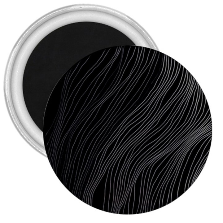 Abstract Art Black White Drawing Lines Unique 3  Magnets