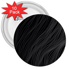 Abstract Art Black White Drawing Lines Unique 3  Buttons (10 Pack)  by Cemarart