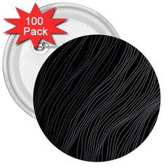 Abstract Art Black White Drawing Lines Unique 3  Buttons (100 Pack)  by Cemarart