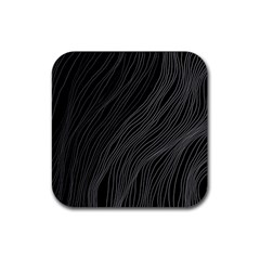 Abstract Art Black White Drawing Lines Unique Rubber Coaster (square) by Cemarart