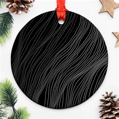 Abstract Art Black White Drawing Lines Unique Round Ornament (two Sides) by Cemarart