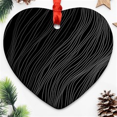 Abstract Art Black White Drawing Lines Unique Heart Ornament (two Sides) by Cemarart