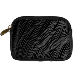 Abstract Art Black White Drawing Lines Unique Digital Camera Leather Case by Cemarart