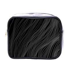 Abstract Art Black White Drawing Lines Unique Mini Toiletries Bag (one Side) by Cemarart