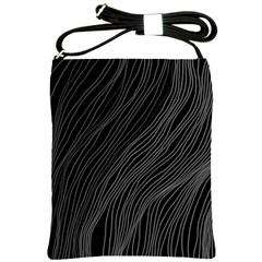 Abstract Art Black White Drawing Lines Unique Shoulder Sling Bag by Cemarart