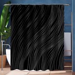 Abstract Art Black White Drawing Lines Unique Shower Curtain 60  X 72  (medium)  by Cemarart