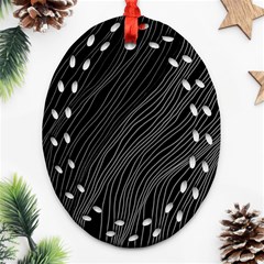 Abstract Art Black White Drawing Lines Unique Ornament (oval Filigree) by Cemarart