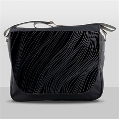 Abstract Art Black White Drawing Lines Unique Messenger Bag by Cemarart