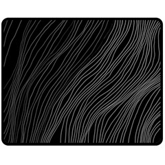 Abstract Art Black White Drawing Lines Unique Two Sides Fleece Blanket (medium) by Cemarart