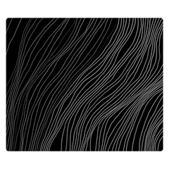 Abstract Art Black White Drawing Lines Unique Two Sides Premium Plush Fleece Blanket (small) by Cemarart