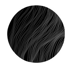 Abstract Art Black White Drawing Lines Unique Mini Round Pill Box by Cemarart