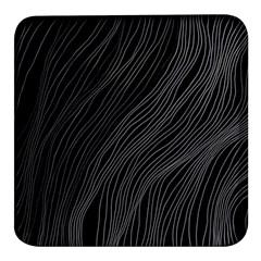 Abstract Art Black White Drawing Lines Unique Square Glass Fridge Magnet (4 Pack) by Cemarart