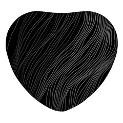 Abstract Art Black White Drawing Lines Unique Heart Glass Fridge Magnet (4 Pack) by Cemarart