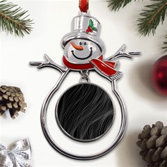 Abstract Art Black White Drawing Lines Unique Metal Snowman Ornament by Cemarart