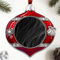 Abstract Art Black White Drawing Lines Unique Metal Snowflake And Bell Red Ornament by Cemarart