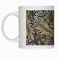 Brown Vintage Floral Pattern Damask Floral Vintage Retro White Mug by Cemarart