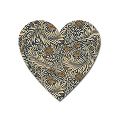 Brown Vintage Floral Pattern Damask Floral Vintage Retro Heart Magnet by Cemarart