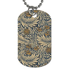 Brown Vintage Floral Pattern Damask Floral Vintage Retro Dog Tag (one Side) by Cemarart