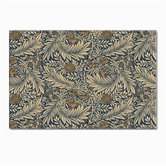 Brown Vintage Floral Pattern Damask Floral Vintage Retro Postcard 4 x 6  (pkg Of 10) by Cemarart