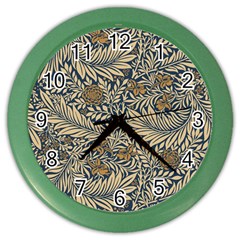 Brown Vintage Floral Pattern Damask Floral Vintage Retro Color Wall Clock by Cemarart