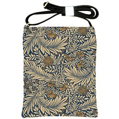 Brown Vintage Floral Pattern Damask Floral Vintage Retro Shoulder Sling Bag by Cemarart