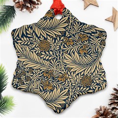 Brown Vintage Floral Pattern Damask Floral Vintage Retro Snowflake Ornament (two Sides) by Cemarart