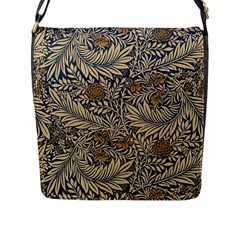 Brown Vintage Floral Pattern Damask Floral Vintage Retro Flap Closure Messenger Bag (l) by Cemarart