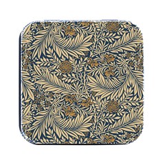 Brown Vintage Floral Pattern Damask Floral Vintage Retro Square Metal Box (black) by Cemarart