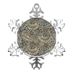 Brown Vintage Floral Pattern Damask Floral Vintage Retro Metal Small Snowflake Ornament by Cemarart