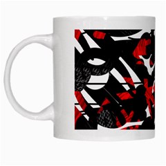 Shape Line Red Black Abstraction White Mug by Cemarart