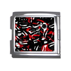 Shape Line Red Black Abstraction Mega Link Italian Charm (18mm) by Cemarart