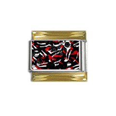 Shape Line Red Black Abstraction Gold Trim Italian Charm (9mm) by Cemarart