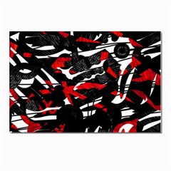 Shape Line Red Black Abstraction Postcard 4 x 6  (pkg Of 10) by Cemarart