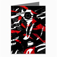 Shape Line Red Black Abstraction Greeting Card by Cemarart