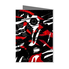 Shape Line Red Black Abstraction Mini Greeting Cards (pkg Of 8) by Cemarart